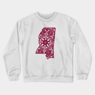 Maroon Mississippi State Gift Mandala Yoga MS Art Crewneck Sweatshirt